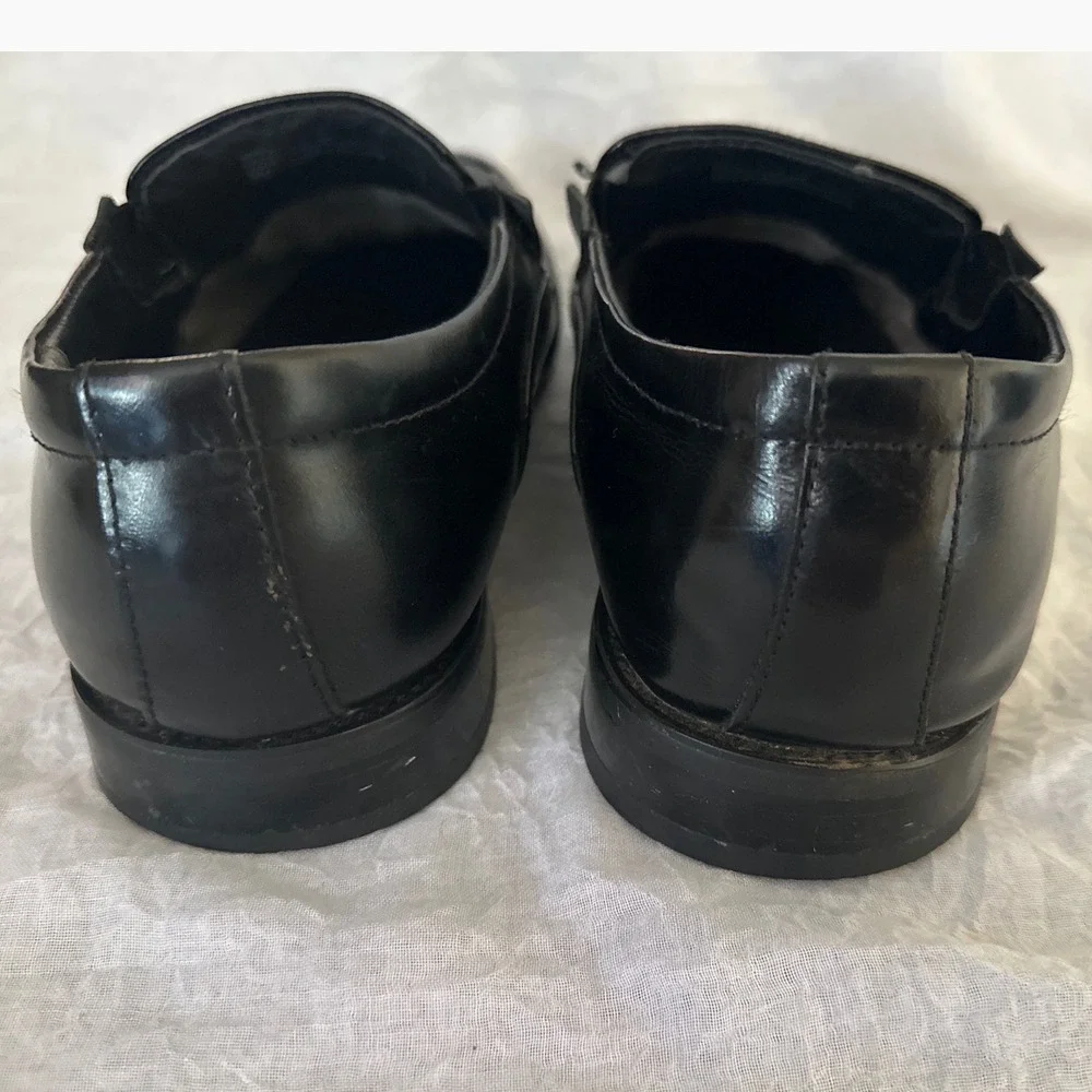 Stacy Adams Slip On Loafers Dress Shoes Square Toe Black Leather Size‎ Men's 10W